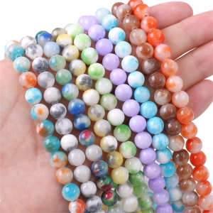 8mm Natural Stone Beads Persia Jade Synthetic Round Loose Spacer Beads For Necklace Bracelet DIY Jewelry Making 15" 38cm