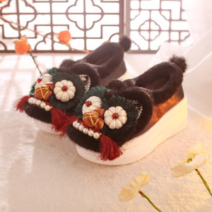 Handmade Tiger Head Shoes Womens Thick Bottom Heightening Non-Erlang Traditional Embroidered Shoes Ethnic Style Womens Shoes