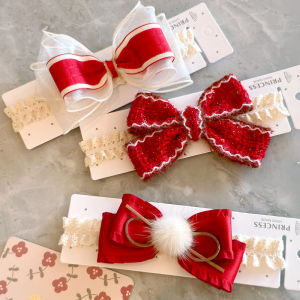 Korean Style Baby Headband Autumn New Wine Red Large Bow Knot Infant Hair Accessory Cute Little Baby Forehead Protector Girls Hair Accessories