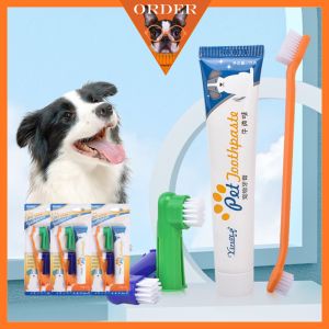 Pet Toothbrush Toothpaste Set of Four Pet Cleaning Supplies Oral Cleaning Care