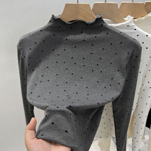 Dotted High Collar Warm Drap Top