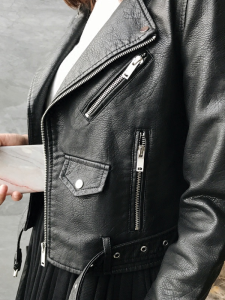 Spring Autumn 2025 Short PU Leather Jacket Womens Fashion Korean Style Motorcycle Jacket Small Size Large Outerwear