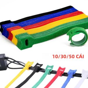 10-50 Chiếc Dây Buộc Cáp USB Bằng Nylon Tái Sử Dụng Quản Lý Dây Tai Nghe Chuột Vòng Giữ Dây Băng Dính Giữ Dây Cáp Gọn Gàng