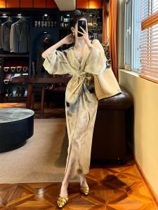 SHANGSHA | Summer Elegance Elegant Artistic Dyed Printed Dress
