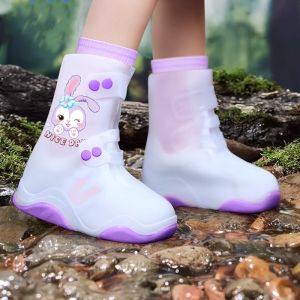 Childrens Waterproof Shoe Covers Thickened Silicone Rain Boots Portable Anti Slip Wear Resistant School Students Rain Shoes