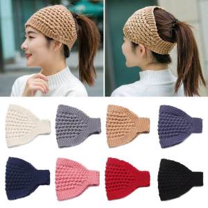 Women Headbands Warm Soft Stretch Turban Pineapple Crochet Head Wraps Scarf Hairpot Hairpin Headwear
