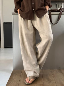 Ssumenam | Linen Drop Crotch Pants Spring Wide Leg