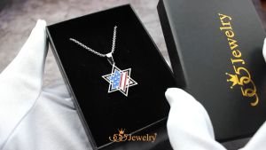 555jewelry จี้พร้อมสร้อยคอ สแตนเลส สตีล แท้ แฟชั่น ผู้ชาย และ ผู้หญิง ดีไซน์รูป ดาว 6แฉก และธง อเมริกา รุ่น MNC-P980  [P62]