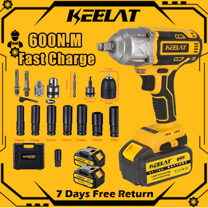 KEELAT KID006 1/2 Inch 600NM Brushless Impact Wrench Set Cordless With
