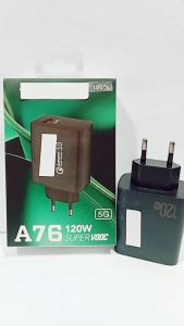 Batok Adapter Full Black HP OPP A76 5G 120W Super Vooc Quick Charge3.0 Support Fast Charging
