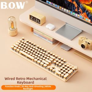 B.O.W | Retro Wireless & Wired Mechanical Keyboard and Mouse Set Gaming Silent
