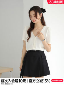 Naegvrre High Waist A-Line Mini Skirt for Women Summer New Arrival Workwear Interview Dress Polyester Fiber Short Skirt