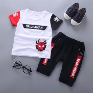Anak anak Anak laki laki Kaos kepala laba laba Celana pendek kasual Kapas Jas Baju Katun Pakaian Setelan