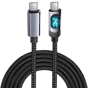 1-2pcs 240W Fast Charge Type C to Type C Cable with Digital Display USB C Data Cable for iPhone 15 16 17 Samsung Huawei Xiaomi