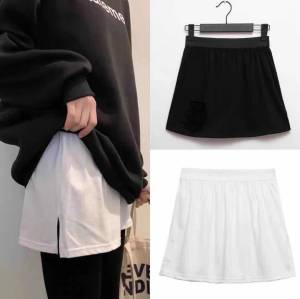 Yingbao Muslimah Mini Skirt Extender Button Elastic Waist for Women Ladies Black White