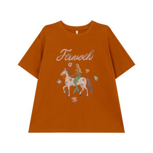 Mermaid Print Loose Short Sleeve Womens T-Shirt