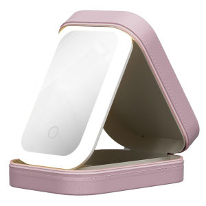 Makeup Storage Box Led Light Mirror Portable Travel Cosmetics Storage Box Touch Light Storage Organizer 3 Adjustable Brightness