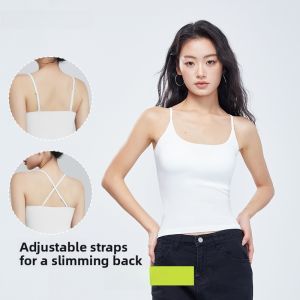 HUACHENGSHI | Womens Backless Bralette With Chest Pad Modale Vest Top No Need To Wear Underwear Integrated Design Anti-Light Walking