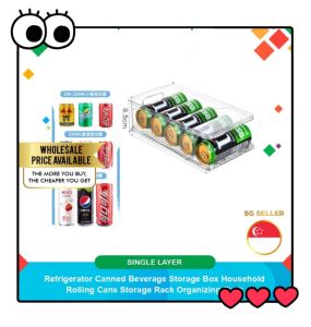 【🇸🇬 Local Seller】CHEAPEST🔥Rolling Refrigerator Organizer Bins Soda Can Beers Beverage Bottle Holder Kitchen Fridge refrigerator kitchen Counters Freezers Shops Camping RVs storage Organizer Rack Storage Bin