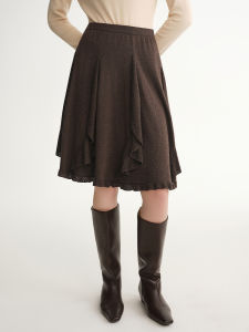 DUSHU | Knitted Lace Maxi Skirt For Winter 2025 Fashion Versatile