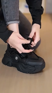 Women Chunky Platform Dad Shoes Double Lace Height Increase Walking Sneakers Casual Outdoor Sports Shoes