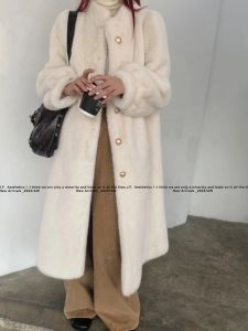 Thickened Long Mink Velvet Coat Womens Winter New Style Integrated Fur Stand Collar Eco-friendly Leather Fur Coat Mid-Length