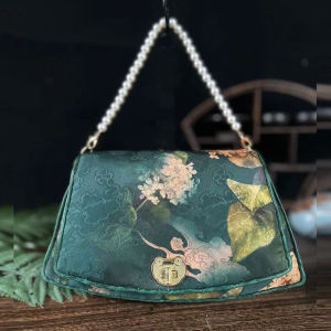 Traditional Chinese Style Fan Shaped DIY Handcraft Fabric Bag Womens Non-Finished Material Kit Longevity Lock Included