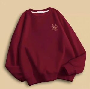 Áo Nỉ Dày Dặn Cho Nam Mùa Thu Đông Màu Đỏ Rượu Vang Có Lót Lông Cừu in Họa Tiết Phong Cách Đường Phố Thường Ngày