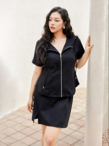 plusmall | Bộ Áo Hoodie & Chân Váy Ôm Thể Thao