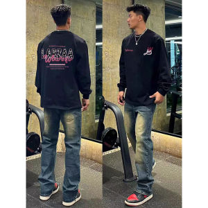 Áo Thun Dài Tay Cotton Màu Đen Phong Cách Mỹ Thường Ngày Mùa Xuân Thu Mỏng Rộng Rãi Đa Năng Áo Lót Cơ Bản