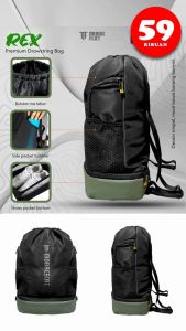 Moralflat - TAS SERUT / STRING BAG/TAS SERUT RANSEL - Tas Olahraga - Premium - Hitam Hijau