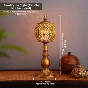 YILI | Southeast Asian Retro Ironwork Copper Style Electronic Candle Holders