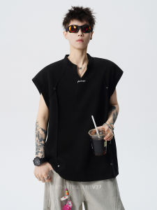 V37 | Riveted V-neck Sleeveless Vest for Men
