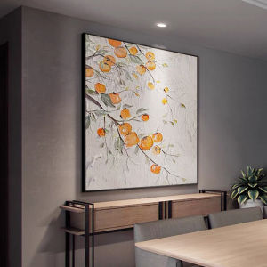 Hand-Painted Square Dining Room Decorative Artwork Creamy Style Texture Muslin Oil Canvas Home Decoration Art