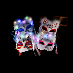 Mặt Nạ Hồ Ly LED Có Đèn Viền Lông Vũ | Mặt Nạ Phát Sáng Hóa Trang Trung Thu Cosplay Lễ Hội