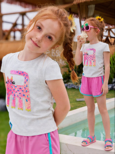 PPTOWN | Sparkly Cat Print Short Sleeve T-Shirt