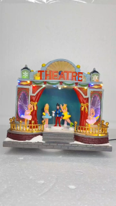 ONELINE #FC803 An animated musical and lighted Christmas village theatre scene depicting characters from the classic Nutcracker Suite balle