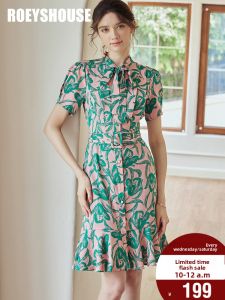 Roey s house | Retro Floral Flared Hem Casual Dress