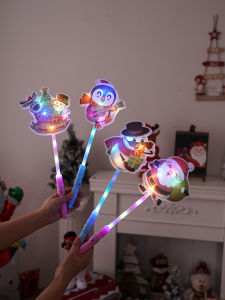 New Arrival Christmas Cartoon Glow Stick Festival Atmosphere Props Santa Claus Glow Stick Toy Small Gift