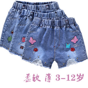 Childrens Clothing 5 Summer Clothes Girls Denim Shorts 6 Baby Girl Outwear Thin Pants Pure Cotton Easiest for Match Ripped 8 Loose 9 Years Old