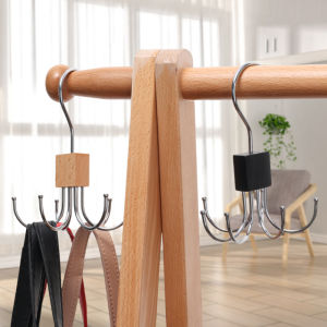 1/3/5PCS Solid Wood Multi Purpose Hanger 6 Claw Hooks 360 Rotatable Metal Clothes Hangers Closet Wardrobe Hanging Scarf Rack Closet Organizer