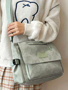 Cute Canvas School Bag Girl Supplementary Class Shoulder Bag High School Student Tutoring Backpack Single Shoulder Bag for Teens