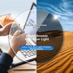 PUSHIDUN | Black Frame Photochromic Blue Light Blocking Eyeglasses