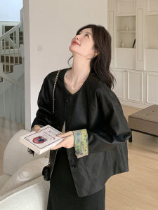 Double-Sided Wear New Chinese Style Womens Leather Jacket 2025 Autumn New Retro High-End Sensation Super Beautiful Unique Leather Jacket