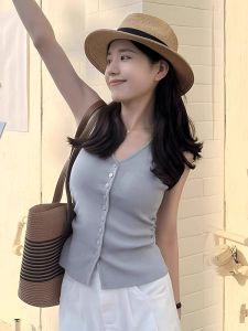 Áo Ba Lỗ Không Tay Mùa Hè 2025 Phong Cách Mới Cổ Điển Pháp Đa Năng Thon Gọn Thiết Kế Nữ Tính Nhỏ Gọn Áo Vest