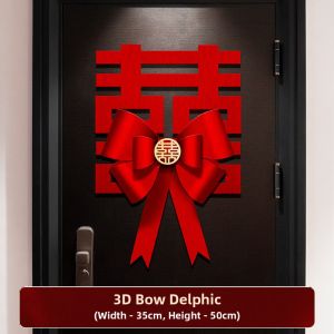 Wedding Celebration Luxury Double Happiness Character Door Stickers Bedroom Decorative Paper Cutouts Marriage Celebration Supplies