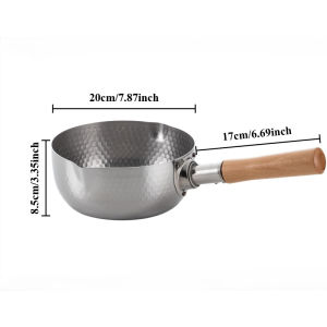 Coating Free Stainless Steel Yukihira Pan Wooden Handle Multi-purpose Cooking Pot Household Noodle Milk Pot Baby Food Supplement