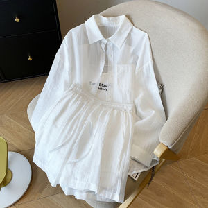 ชุดกันแดดฤดูร้อนสำหรับผู้หญิง ชุดสามชิ้น ผ้าฝ้ายผสมโพลีเอสเตอร์ ปกโปโล กระดุมเดียว ปกติ ระบายอากาศได้ดี น้ำหนักเบา แขนยาว