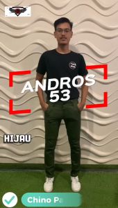 ANDROS 53 - Celana Chino Panjang Pria Slimfit Stretch Premium Quality - Celana Cinos Hijau Army