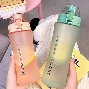 【SG STOCK】SHOTAY Large Capacity Water Bottle with Filter Net Frosted Space Plastic Sport Fitness Student Travel